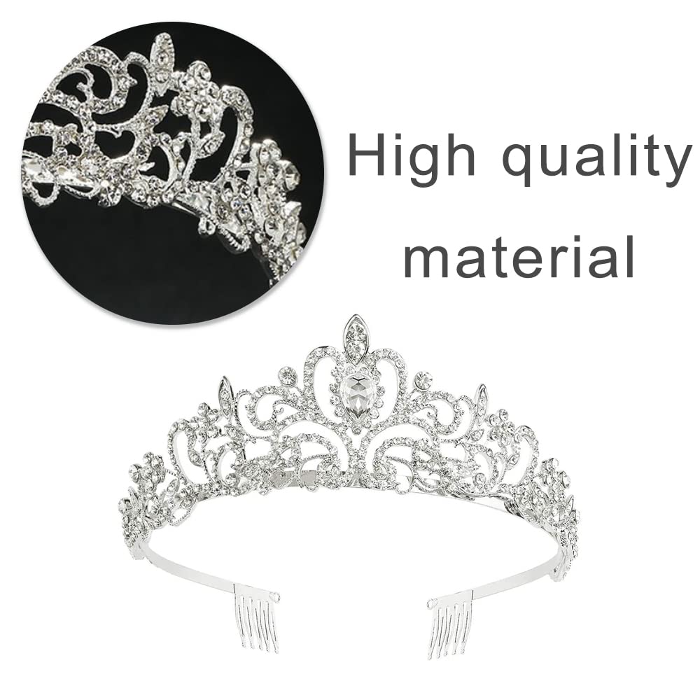 Tiara Crown Crystal Rhinestone Bridal Princess Headband with Comb for Women Bridal Party Wedding Birthdays, Anniversaries - Image 3