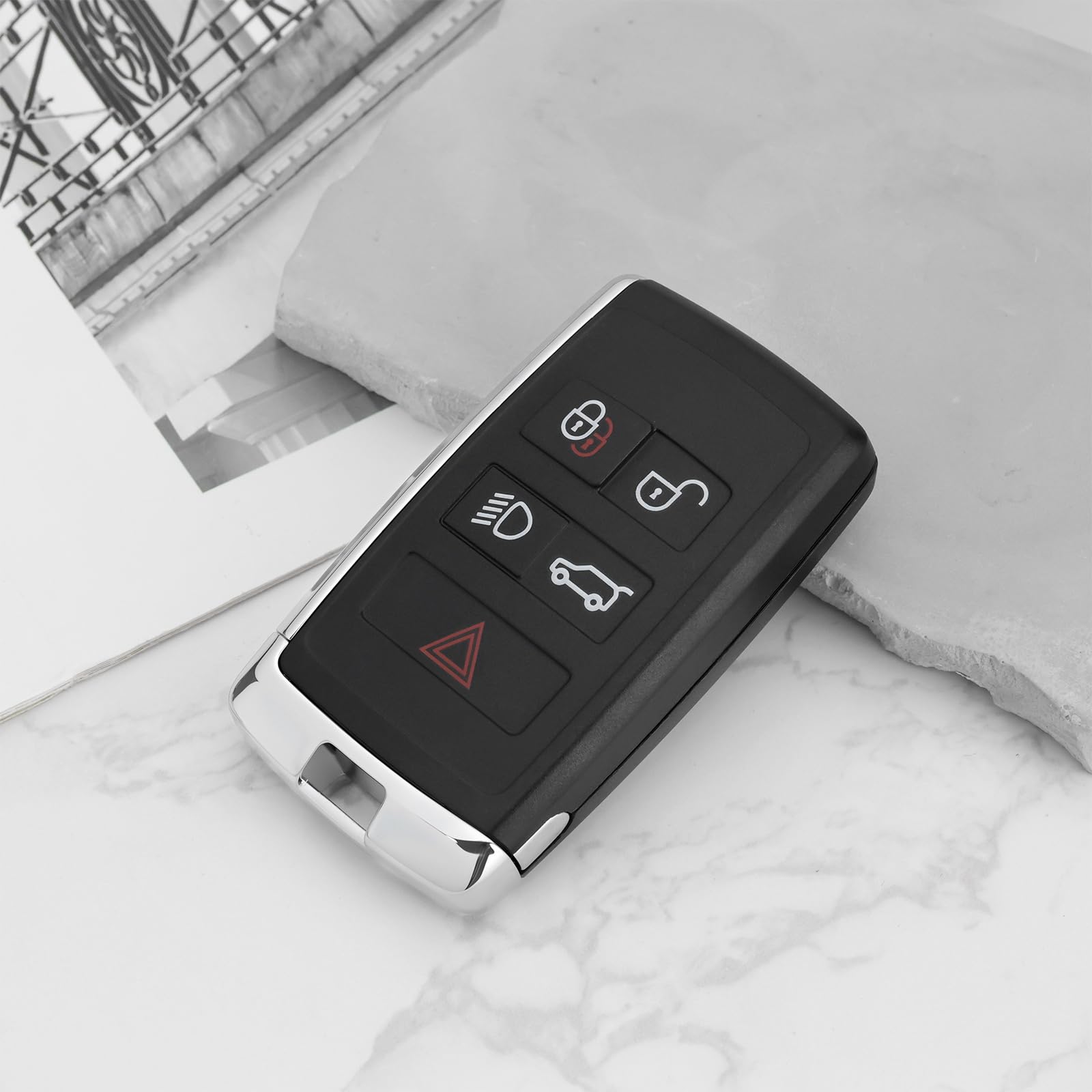 Custodia Portachiavi Telecomando Auto 5 Pulsanti - Guscio Sostitutivo In Nero Per Range Rover Evoque, Sport, Vogue L405 (2010-2016) E Altri Modelli - Telecomando Originale Non Incluso - 6