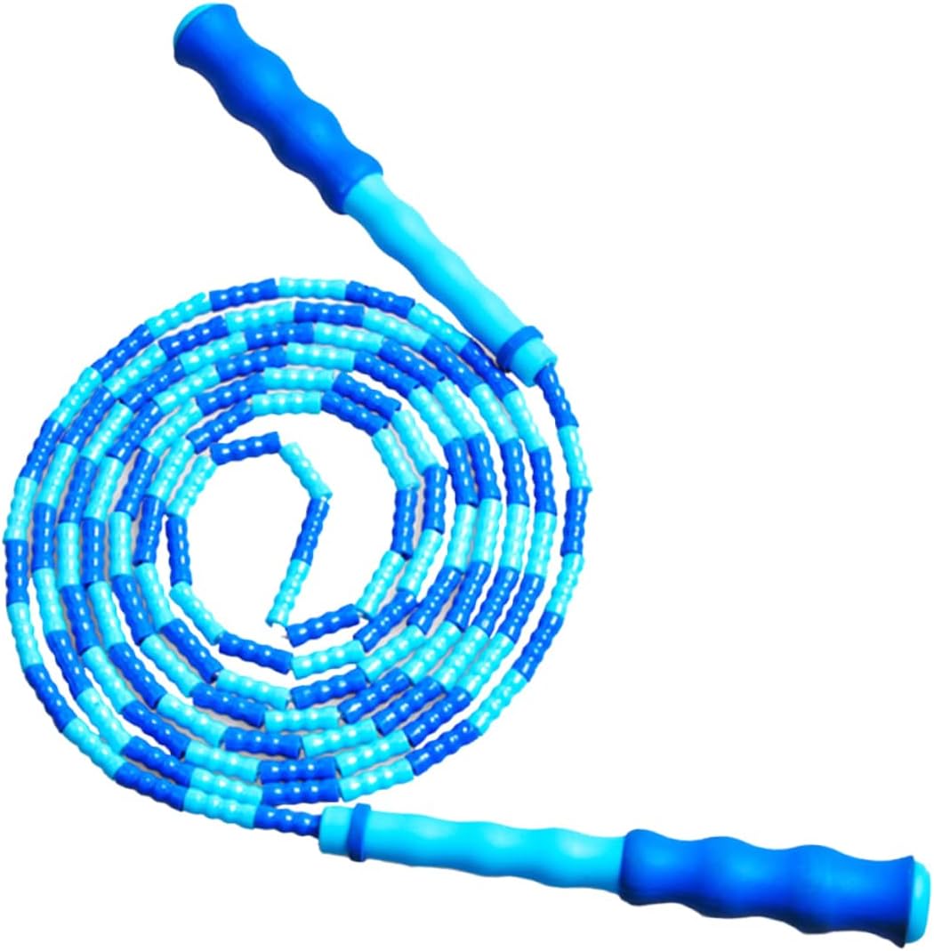 Healifty Blue Beaded Jump Rope Lightweight Fitness Cable for Men Women Ergonomic Slip Handles for Outdoor Exercise and Multisport Training