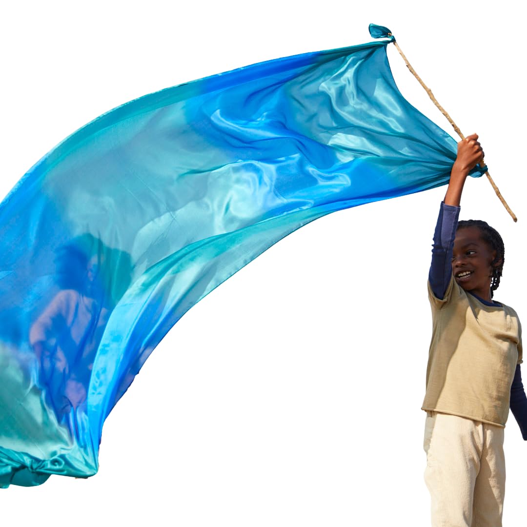 Giant Playsilk | 100% Silk Toy for Toddlers | Bright Colored Large Scarves for Fort Building and Pretend Play - Sea