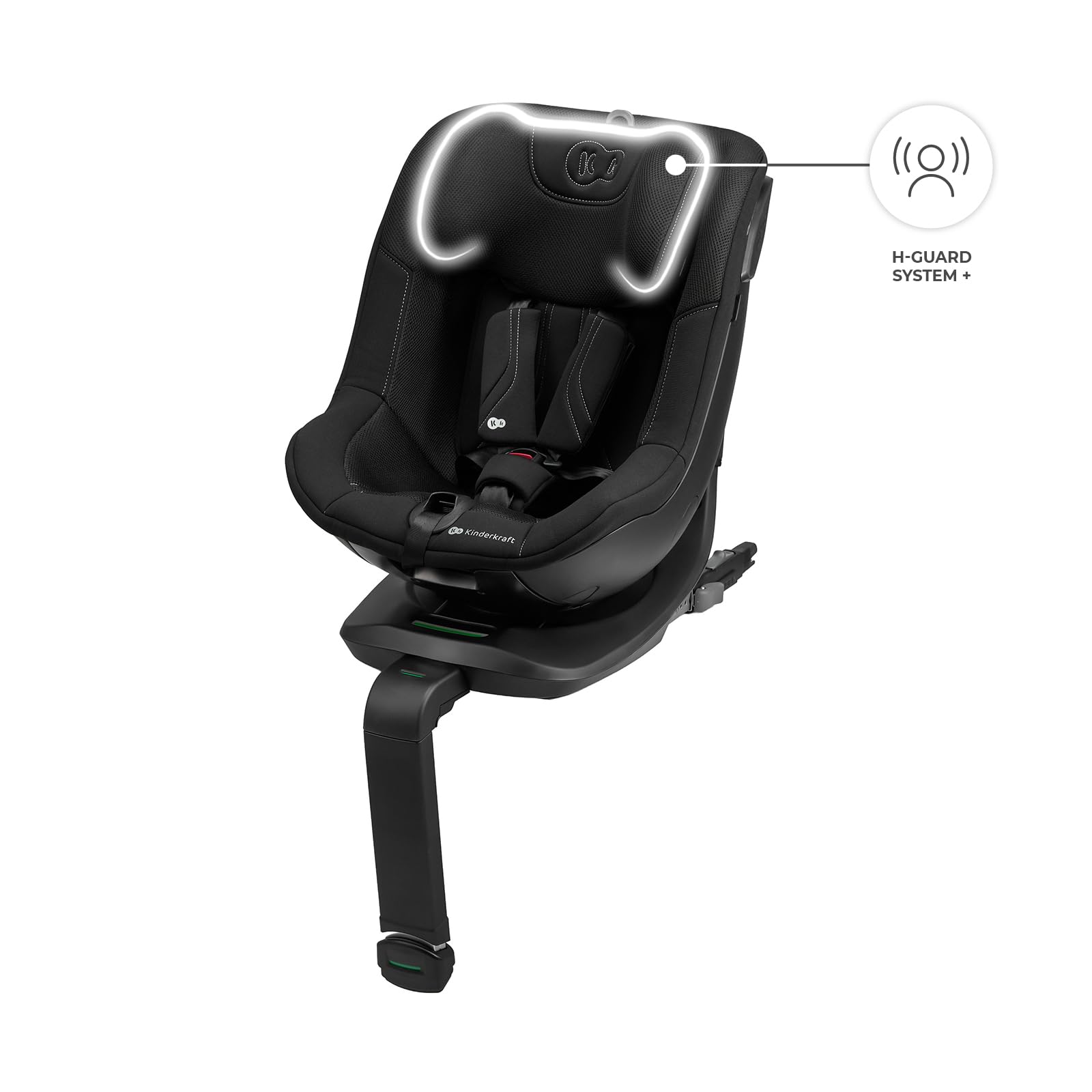 Kinderkraft I-GUARD PRO i-Size, siège auto rotatif 360°, 61–105 cm, ISOFIX, jambe de support, harnais 5 points, H-GUARD, SPS+, Noir