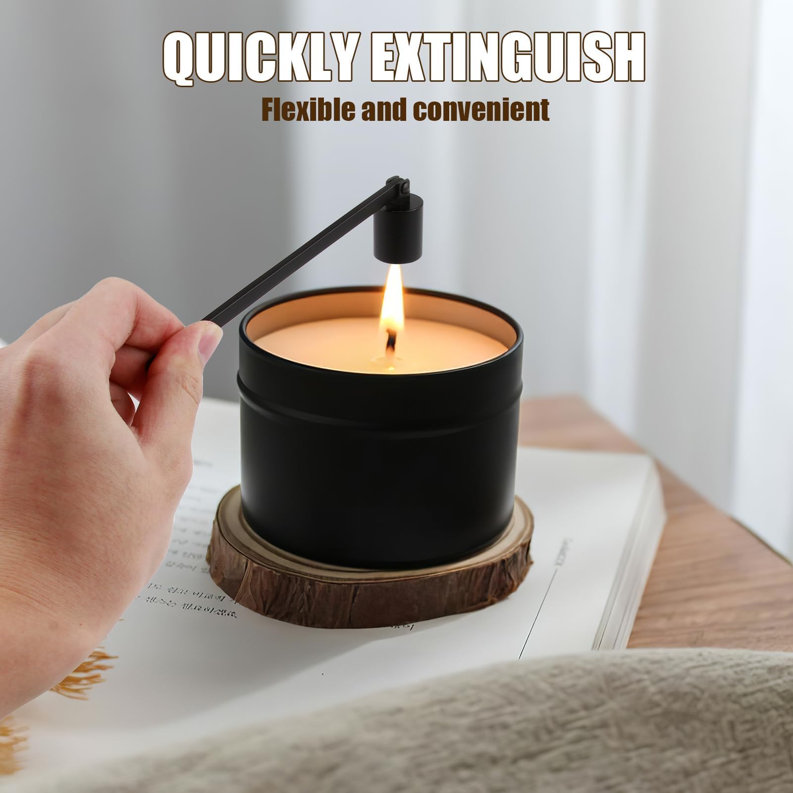 Apaga Velas con Mango Largo, Apagador de Velas de Acero Inoxidable, Extintor de Velas para Apagar Las Llamas de Velas Aromáticas y Velas de Té