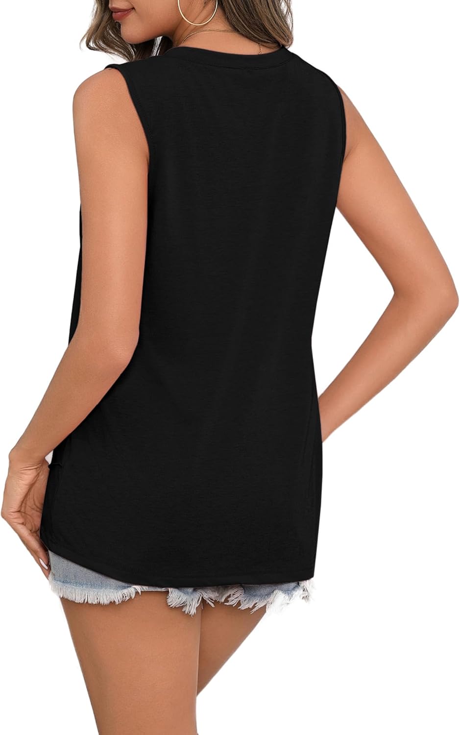 Zeagoo Beach Vacation Clothes for Women Pleated High Neck Flowy Sleeveless Tank Tops Summer Loose Fit Tunic Blouses - Image 6