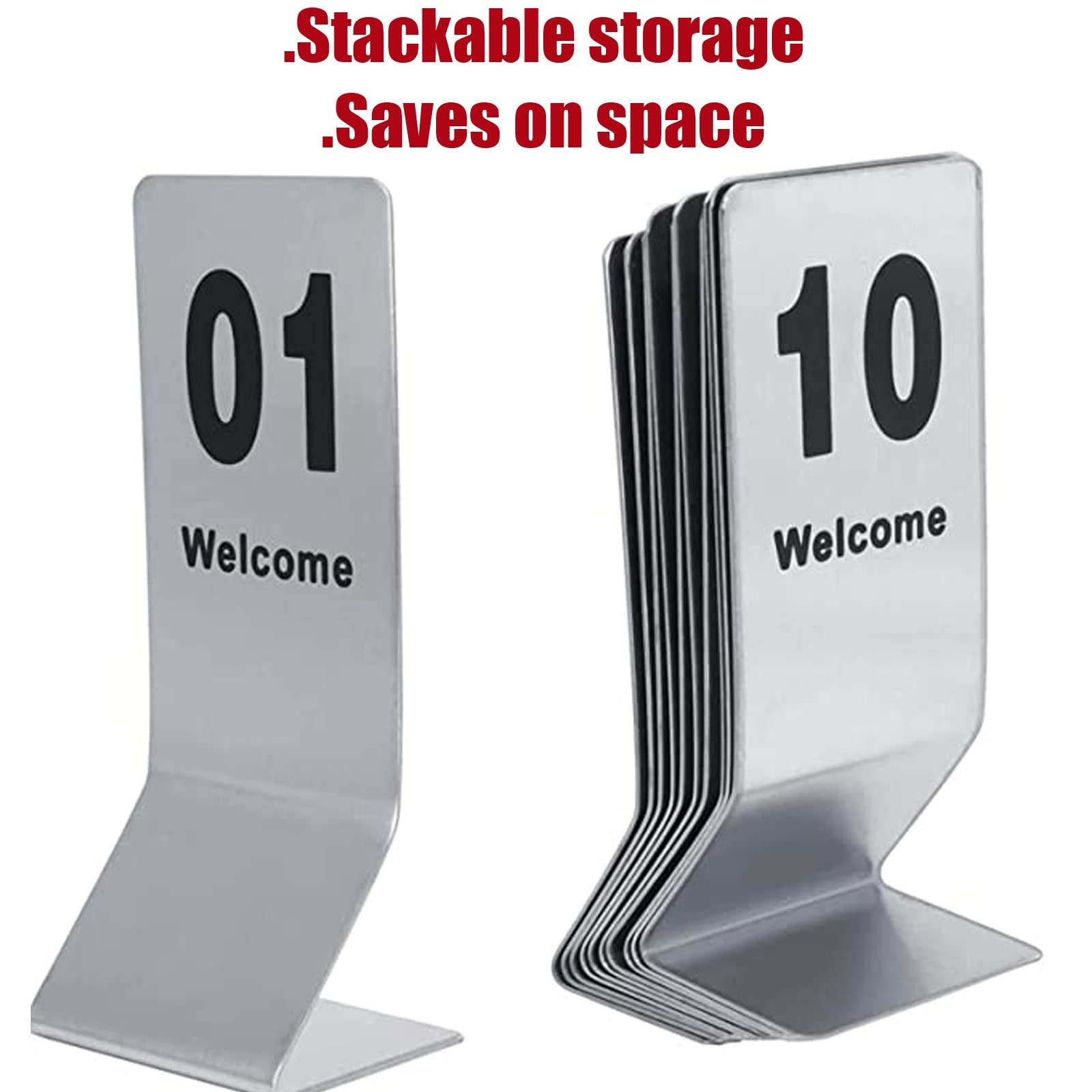 Números de mesa restaurante acero inoxidable, ideales for recepciones rústicas, banquetes, cafeterías y restaurantes(50pcs)