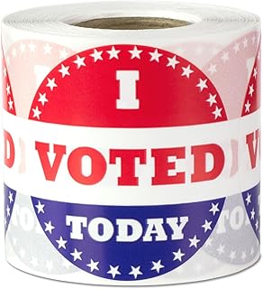 300 Stickers - I Voted Today 2 Inch Round Stickers with Red White and Blue to Hand Out to Voters - Election, Poll Labels