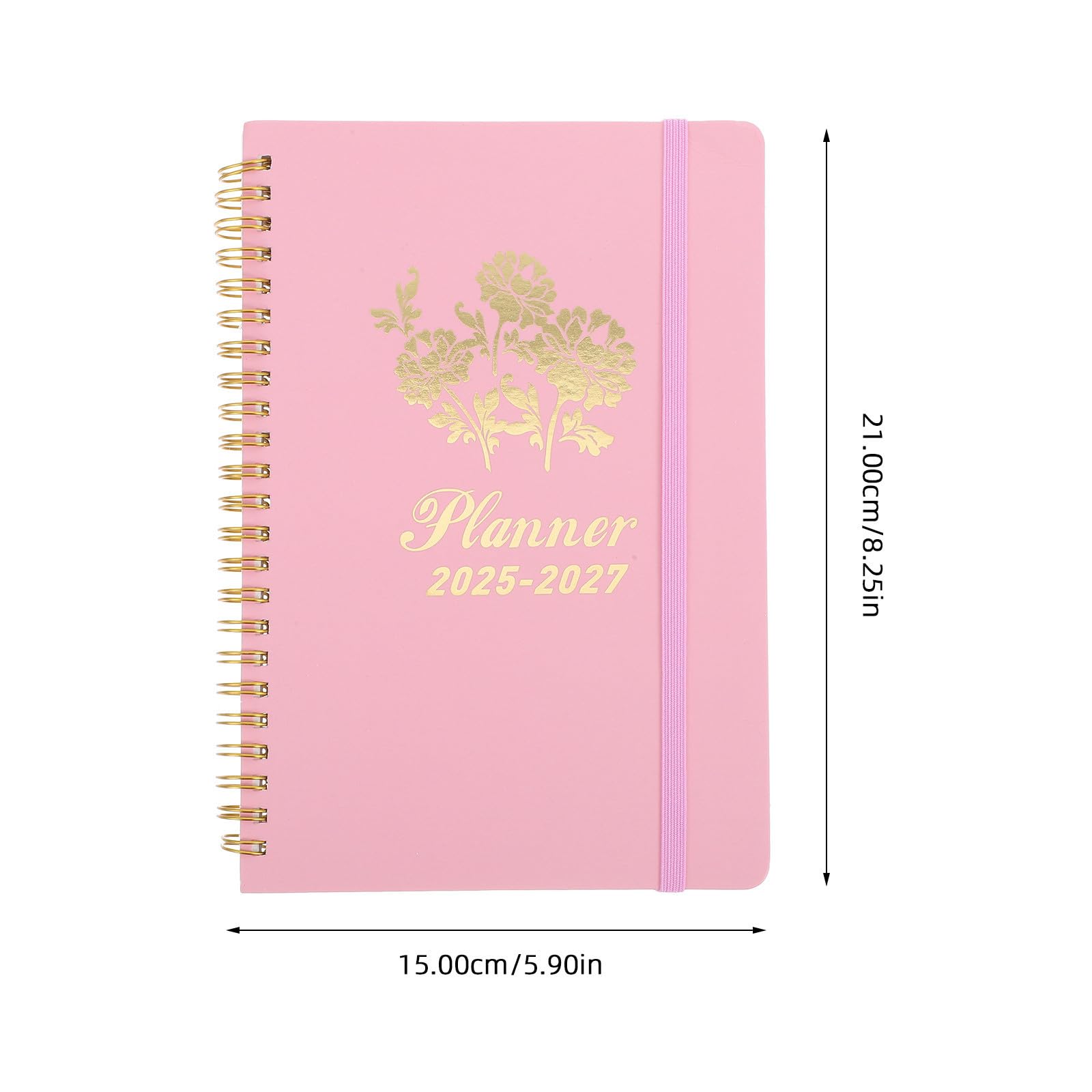 Cabilock 4 Stück Planer Notizbuch 2025–2027 aus Papier und Eisen, Rosa