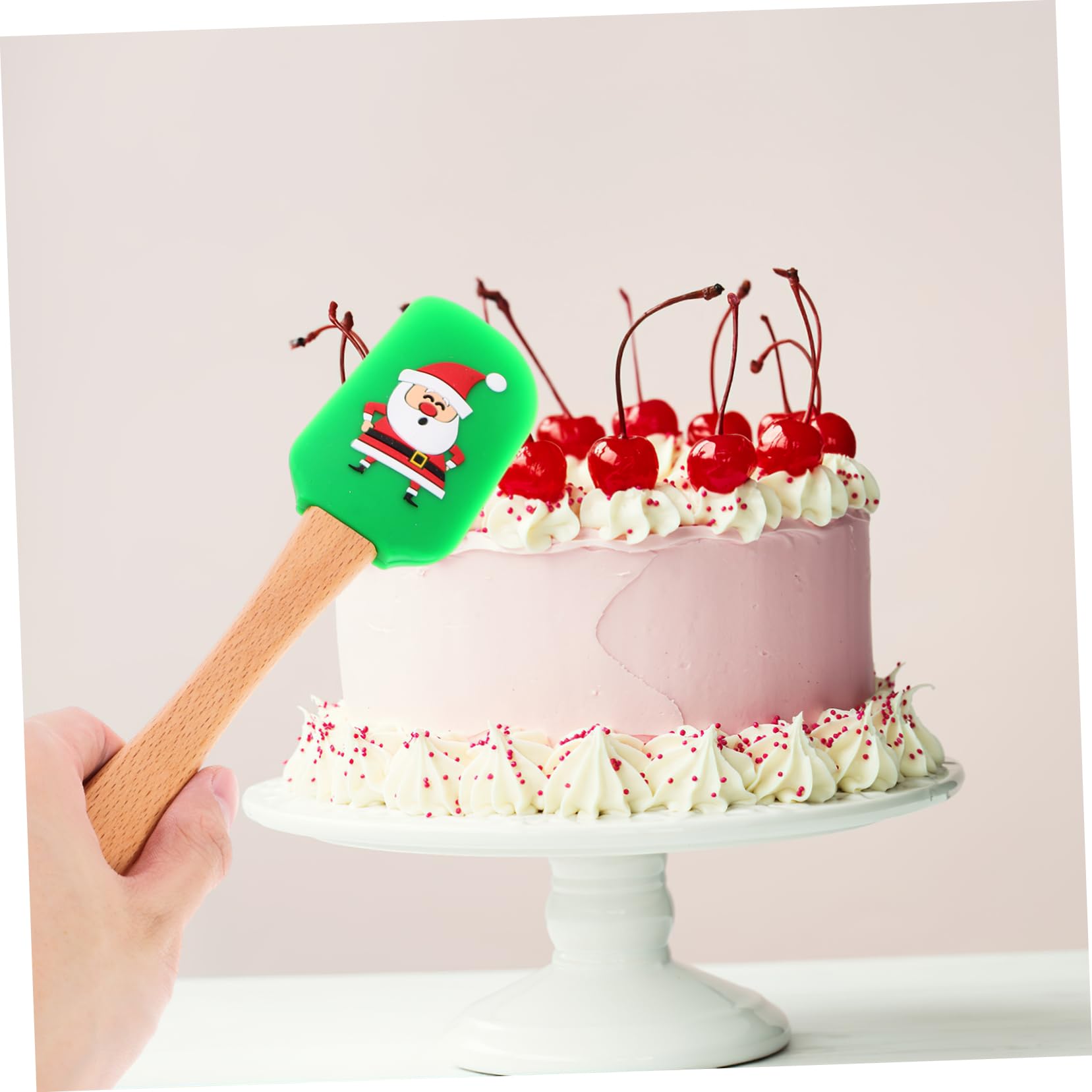 IMIKEYA Lot de 5 Spatules en Silicone et Bois pour Crème Pâtissière, Résistantes à Haute Température, pour Décorer Gâteaux et Desserts de Noël Plusieurs styles