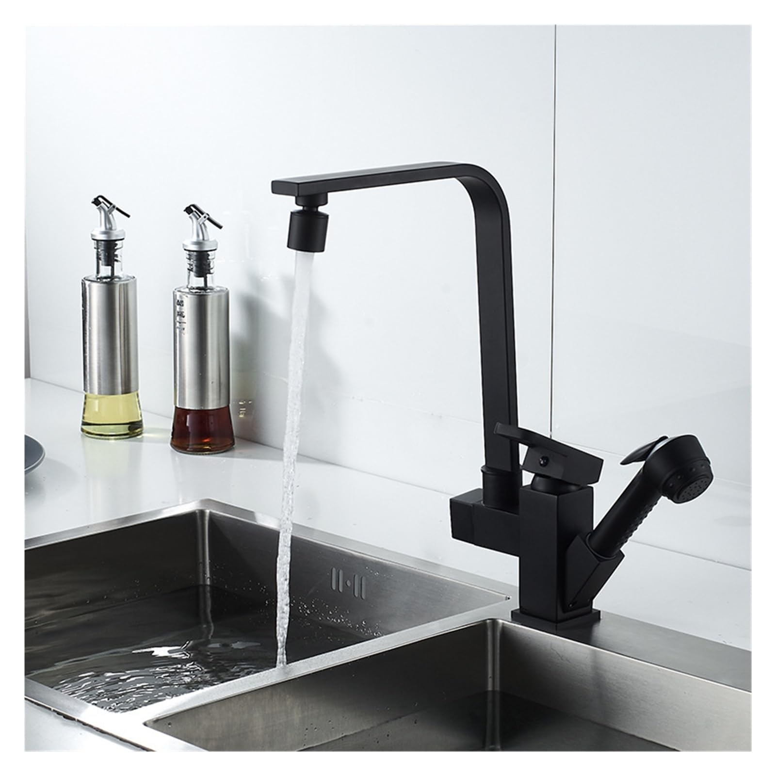 Robinet évier de cuisine double commande froide chaude cuivre extractible A1