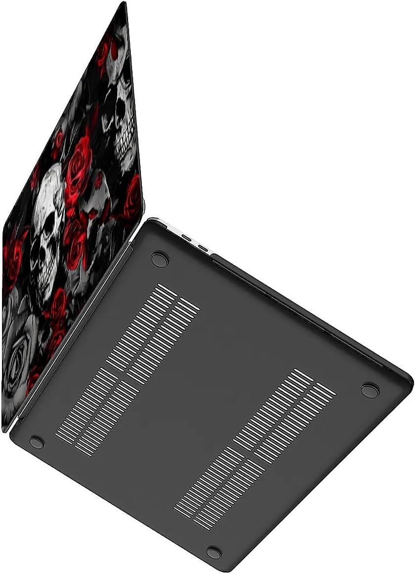 Computer Case for MacBook Air 15 Inch Skeleton Rose Overlap Colorful Pattern Black Release 2023 Model A2941 Hard Shell Case Compatible with MacBook Air 15 Inch