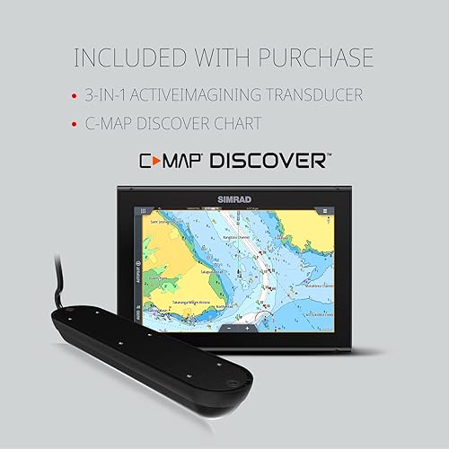 Miniatura 5 de Simrad GO9 XSE - Gráfico de 9 pulgadas con transductor 3 en 1 Active Imaging tarjeta de gráfico C-MAP Discover