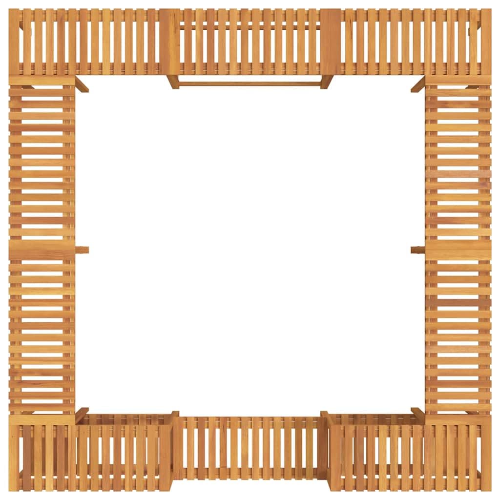 Ribete para bañera de hidromasaje marrón de 250 x 250 cm de madera maciza de acacia, juego completo para exteriores con construcción robusta y diseño moderno, revestimiento de madera resistente a la