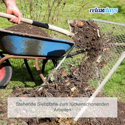 Relaxdays Durchwurfsieb, HxB: 100 x 60 cm, verzinktes Gartensieb, Streckmetall 15 x 25 mm, Kompostsieb, Stahl, silber