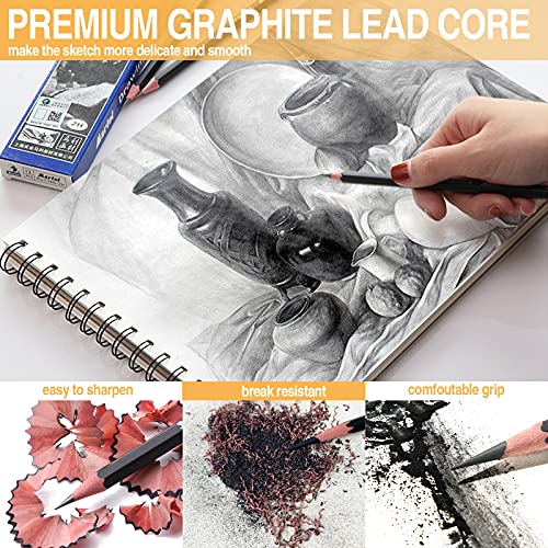 Set di matite con blocco da disegno, 19 accessori