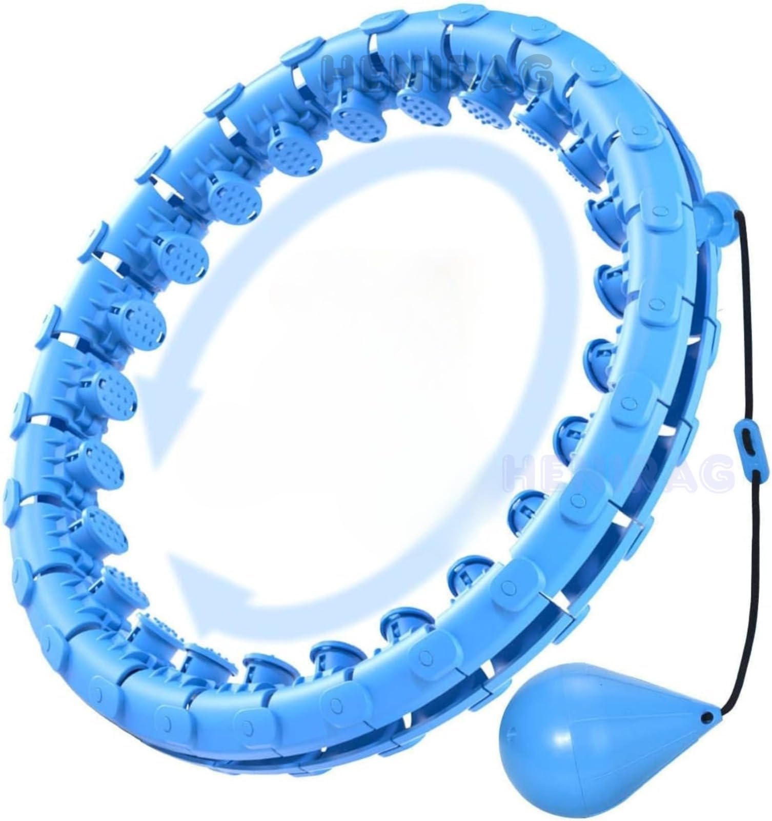 HENIRAG Weighted Hula Ring Hoop Weight Loss Circle Detachable with 24 Ring(52 Inch) 360 Degree Spinning Ball for Men & Women Adults Weight Loss, Smart Exercise Equipment - (Multicolour)-image-4