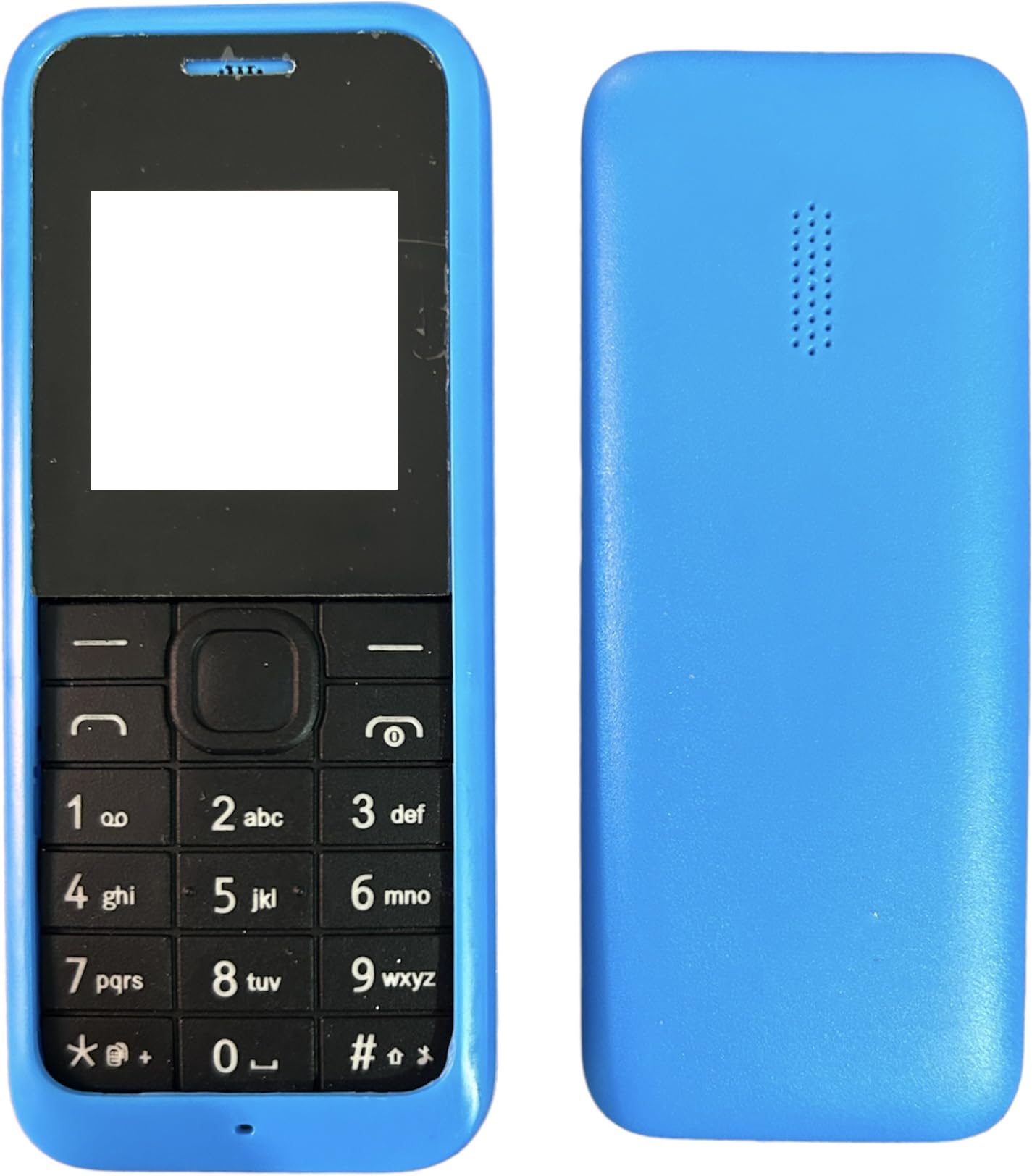 Compatible with Nokia 105 Dual SIM (2015) Front Back Body Housing Panel with Keypad, Blue