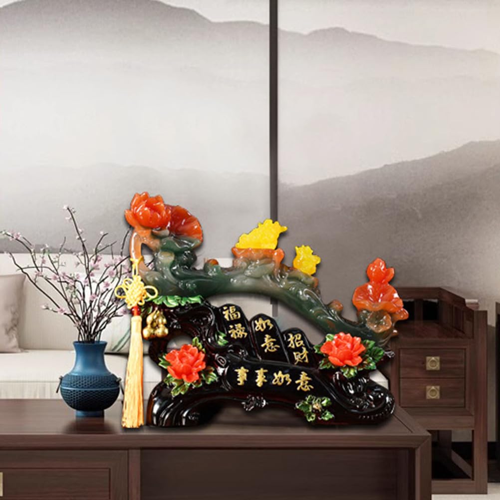 Figurki Ruyi Ozdoby dekoracyjne na biurko w domu Wyjątkowe, ręcznie robione żywiczne posągi Feng Shui Małe eleganckie akcesoria na biurko Parapetówka Szczęście Bogactwo dla,32 * 10 * 26cm