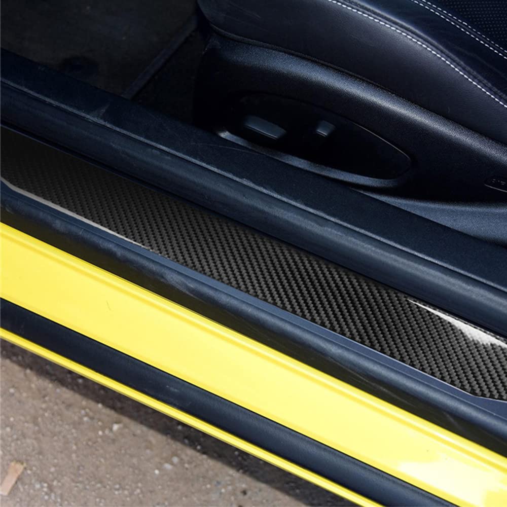 YOFAMO Carbon Fiber Door Sill Protector Sticker Decal Interior Trim Cover for Chevrolet Camaro 2016 2017 2018 2019 2020 Decoration Accessories(2PCS Black)