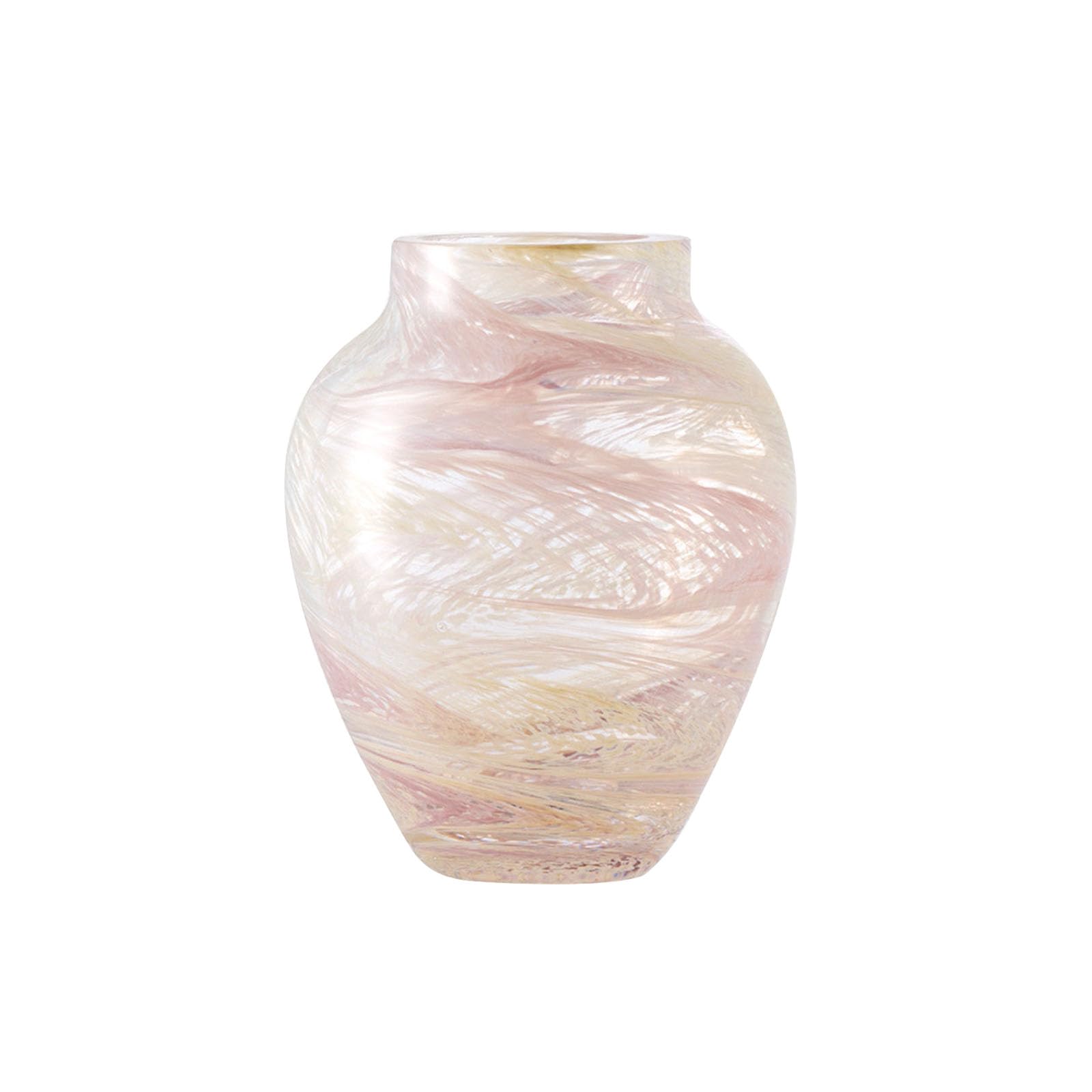 Nzzkoides Pink B Pink Glass Vase, Creative Flower Vase With Blooming Pattern, Home Decor For Living Room, Bedroom, Dining Table, Office, Coffee Shop(Size:14 * 14 * 17Cm,Color:pink B)