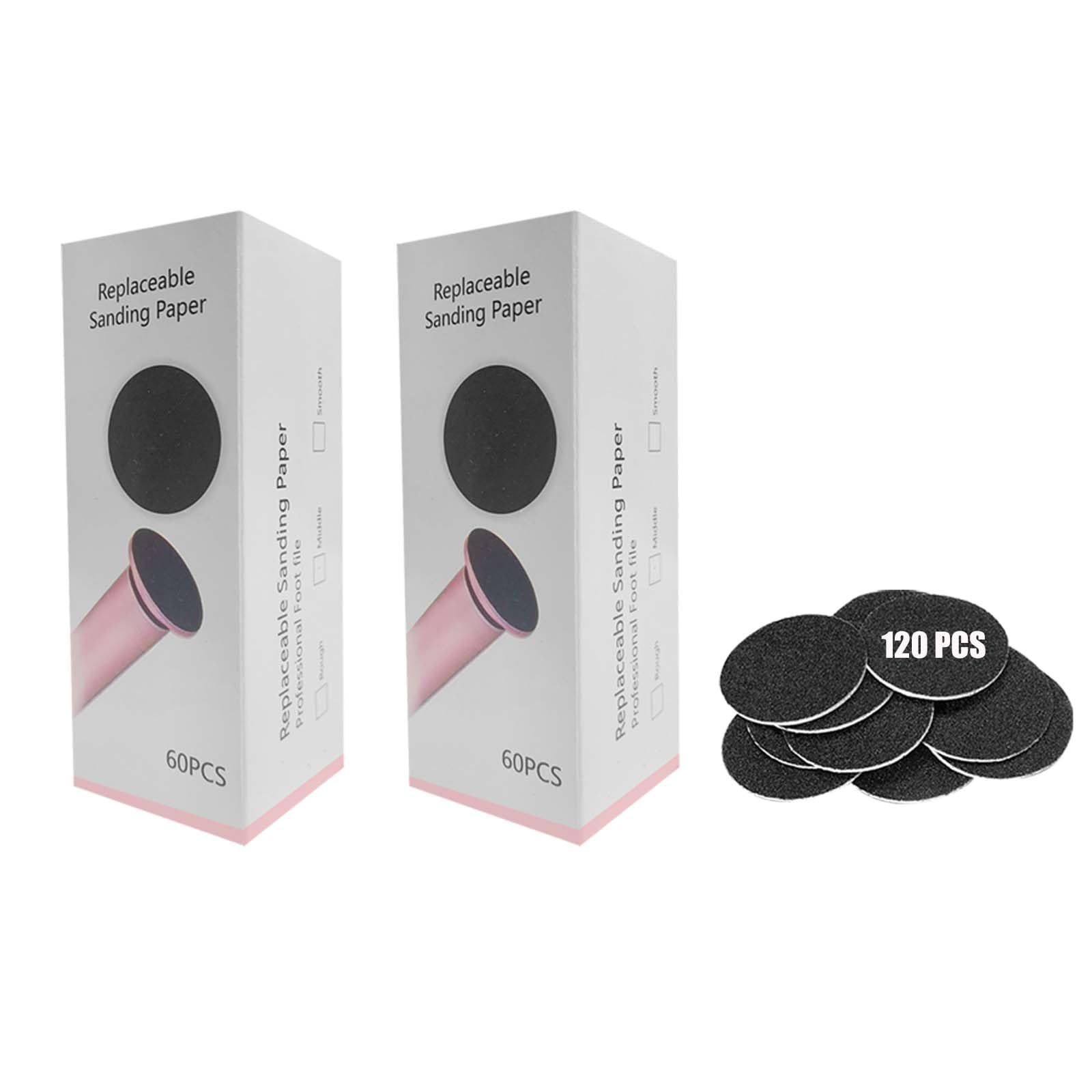 Replacement Sandpaper Discs Set 2 Box(120 pcs - 60 Fine Grit and 60 Coarse Grit) 1.7'' x 1.7'' for Electric Foot File Adjustable Speed Callus Remover