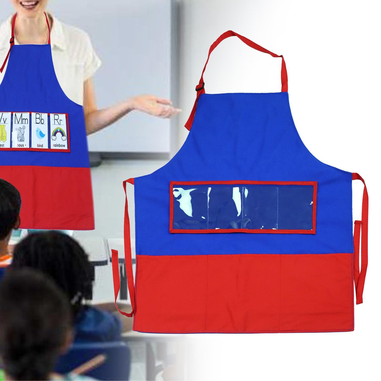 Delantal de de fieltro vívidamente agradable para la piel con bolsillos para la enseñanza cuentos en el aula, delantal bricolaje, narración cuentos,