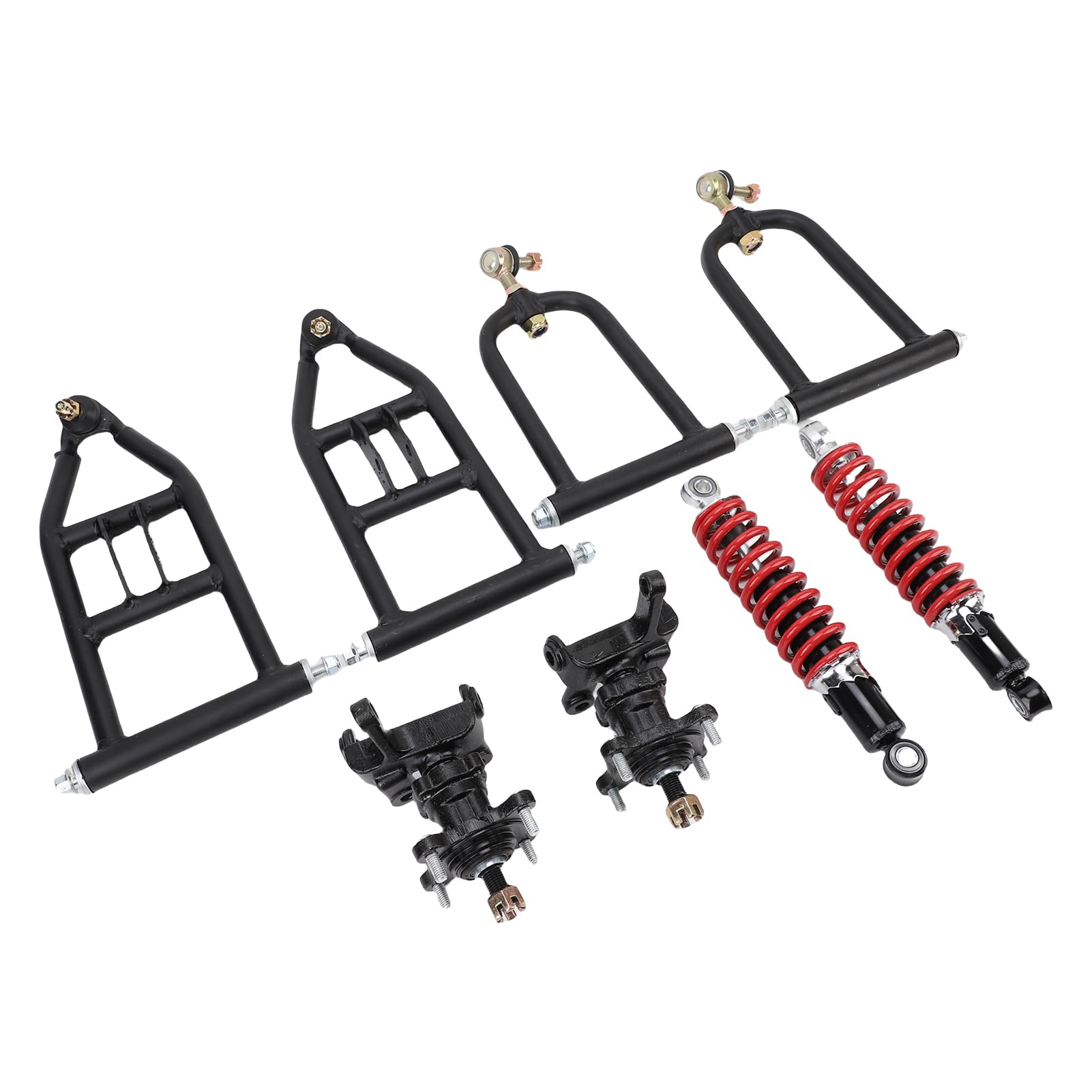 CHICIRIS Zestaw Wahacza Przedniego Zawieszenia Metalowy Górny Dolny Wahacz z Przednim Amortyzatorem Elementy Zwrotnicy do Gokarta Elektryczny Quad Atv DIY Naprawa Przodu