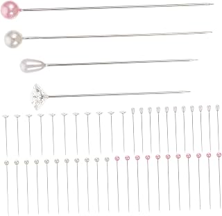 HAPINARY 200 Alfileres de Costura Decorativos Alfileres Rectos de Joyería 200 Piezas Cabeza Grande Color Rosa y Blanco Diy Boda Decoración