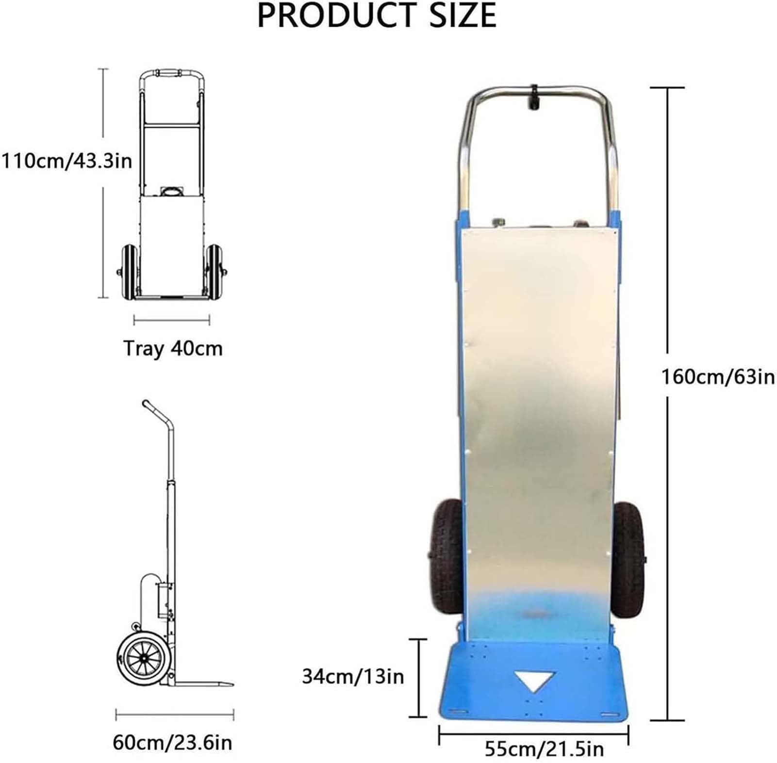 Carrello elettrico resistente per salire le scale, motore brushless, batteria rimovibile, design ergonomico per un facile trasporto di carichi pesanti