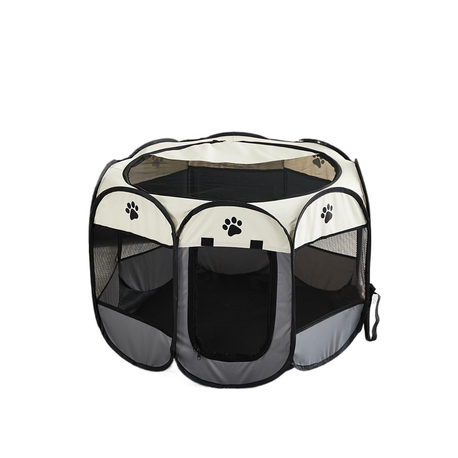 Tente pliable pour animal domestique en tissu Oxford gris parc octogonal portable