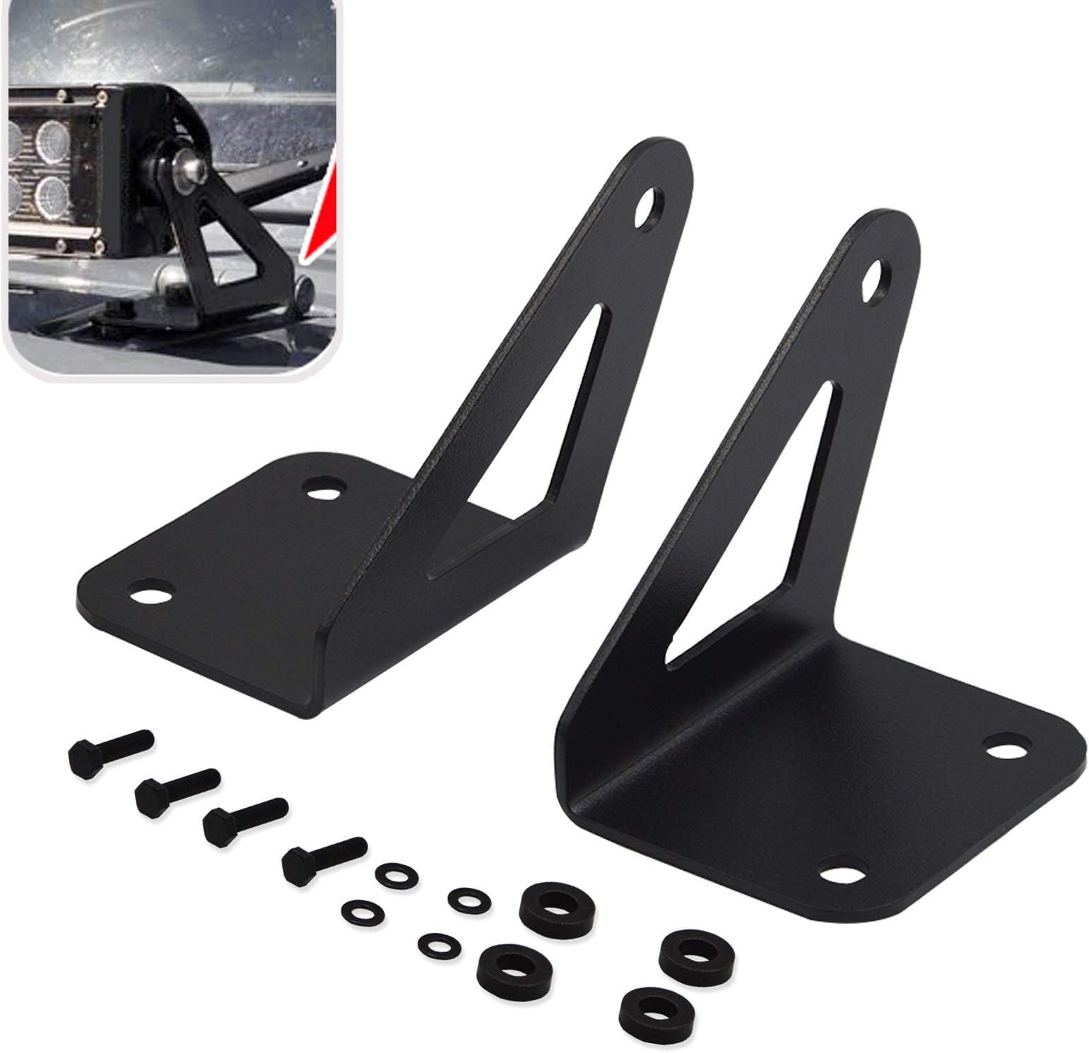 XJMOTO 32'' LED Light Bar Upper Hood Engine Hinges Mounting Brackets Compatible with Jeep Wrangler JK 2007-2018