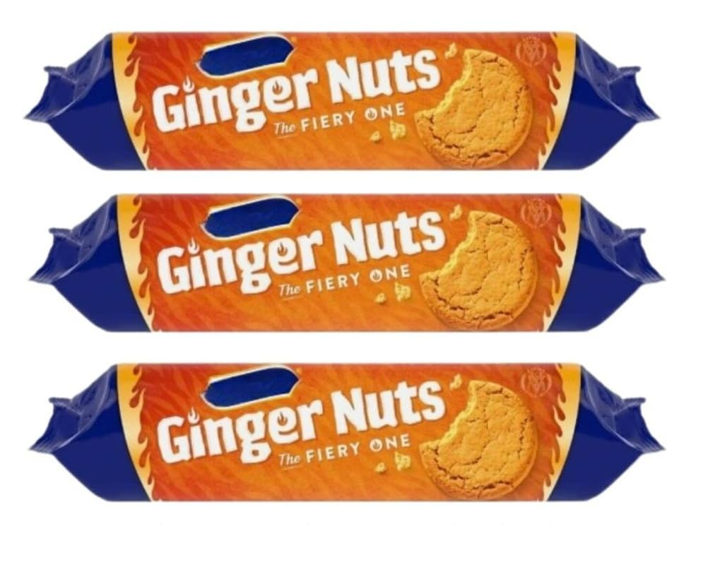 Luxury Ginger Nuts Biscuits 250g | Deliciously spiced and crunchy biscuits | Great for snacking or Dipping | Multipack bundle | Afternoon tea biscuits to share with Friends and Family (Pack of 3)