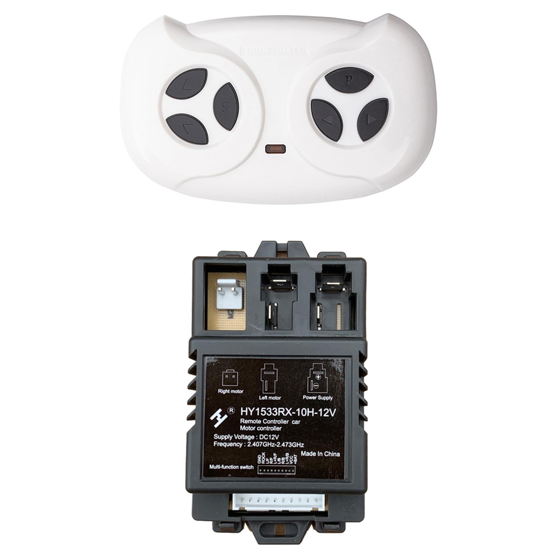 weelye 2.4G Bluetooth Remote Control and HY1533RX-10H-12V Receiver Kit Kids Powered Ride On Car,Controller Control Box Accessories for Children Electric Ride On Car Replacement Parts