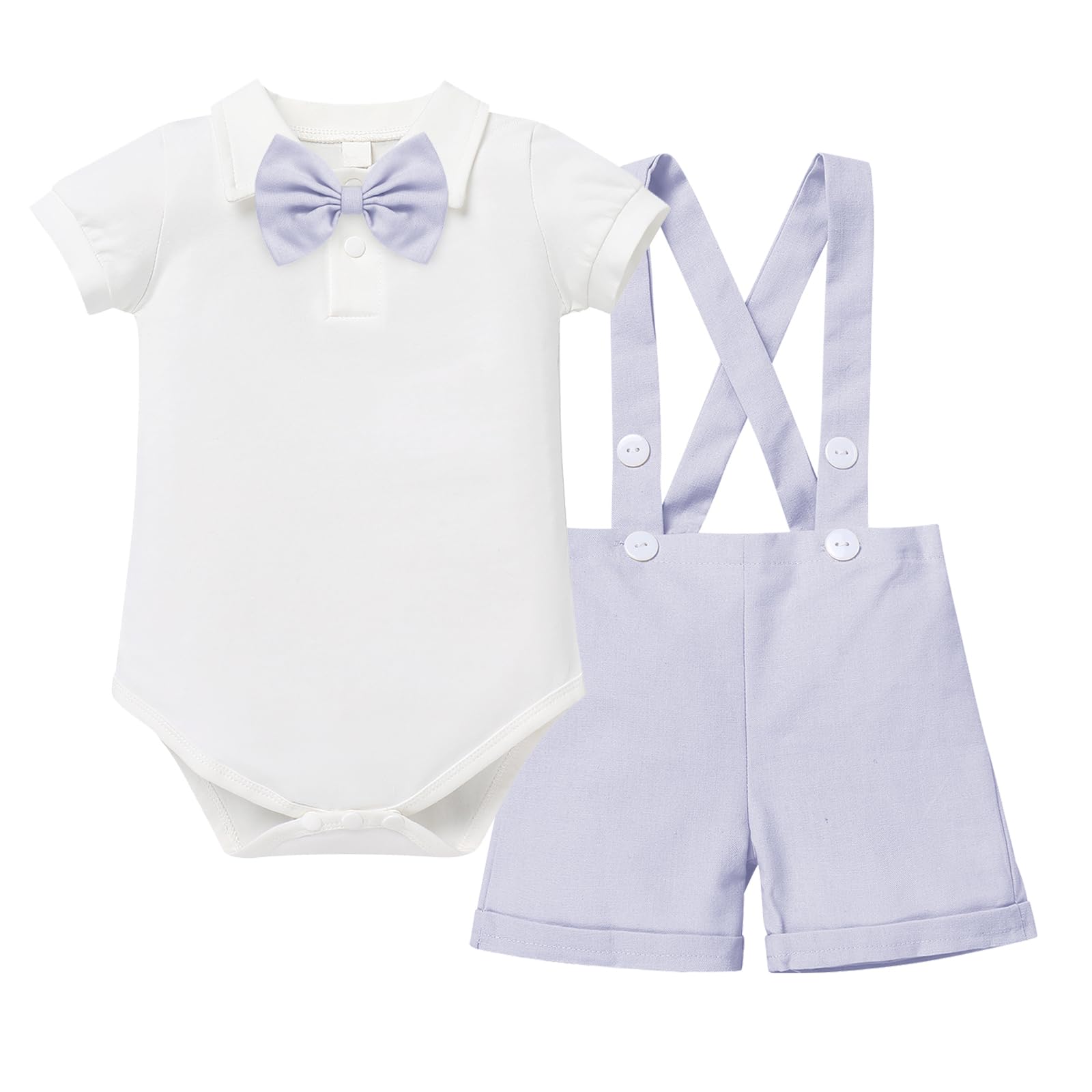 IBTOM CASTLE Baby-Boy Jumpsuit Sunsuit Set, Newborn Toddler Baby Bodysuit Jumpsuit Romper Light Blue 0-6 Months