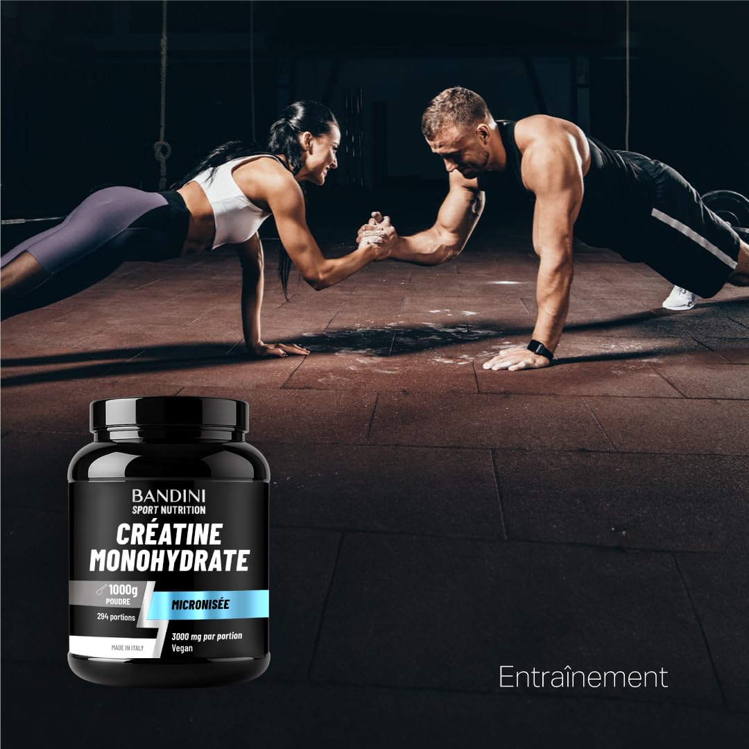 Bandini® Créatine Monohydrate Poudre 1 kg 100% Pure pour l‘Entraînement de Force | Creatine Micronisée 1kg Haut dosage Sport & Fitness | Pre Workout Puissant | 292 Portions | Micronized Vegan Powder
