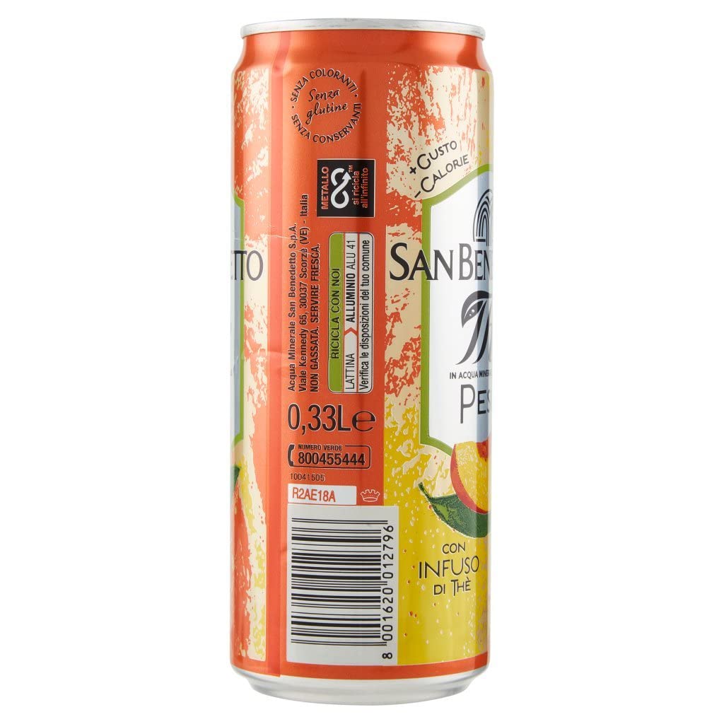 12X San Benedetto The al gusto di Pesca con Infuso di Thè Lattina 330ml [12 Lattine] - Drink Summer 2023