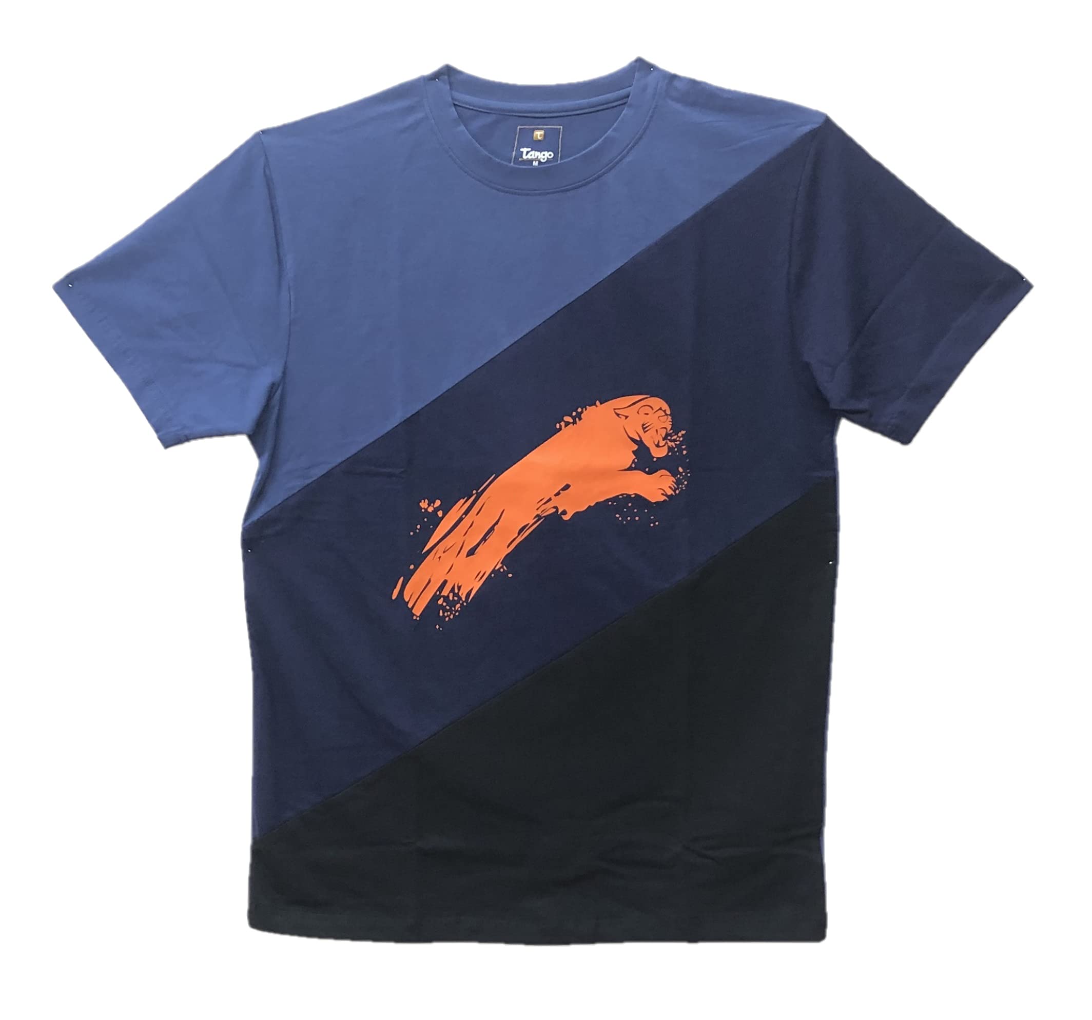 TangoMen's Printed Crew T-Shirts - Ultra Soft Cotton Four-way Stretch - Coloured Chest Print Tshirts for Men