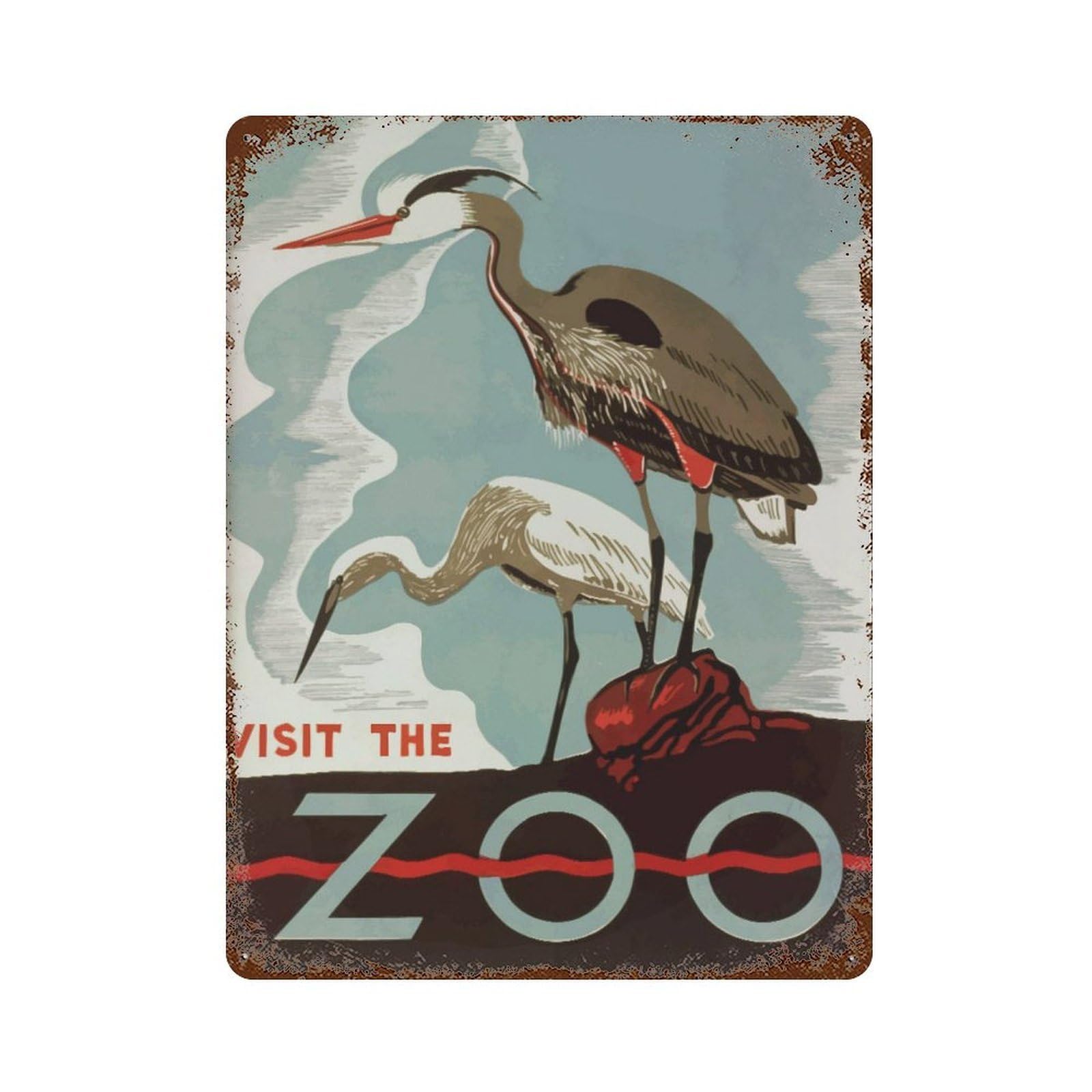 xiaoxiaoshen Vintage Zoo Travel Heron Bird Wall Decor Art Metal Tin Poster Modern Home Decor Art Home Bar Shop Decorations Vintage Sign 40x30cm