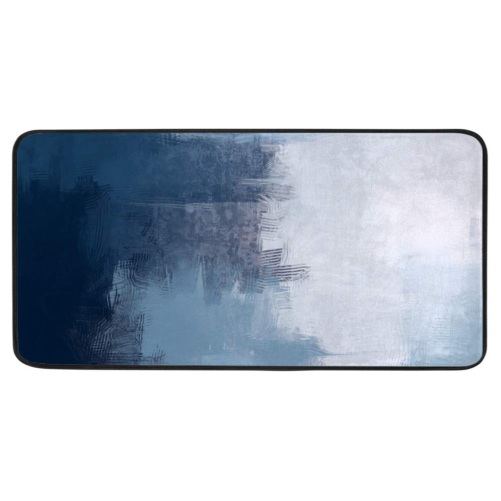 Tapis de cuisine antidérapants soulagement de dos épaisseur confort bleu gris