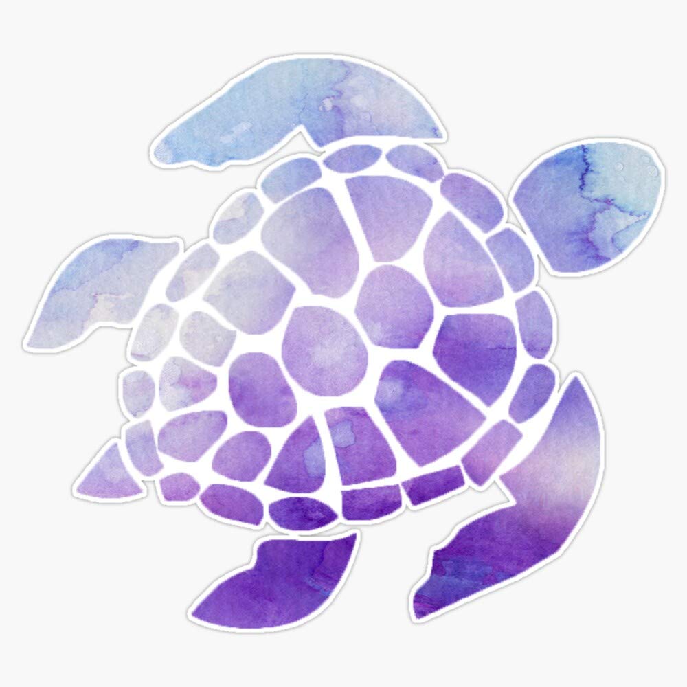 Purple Sea Turtle Window Car Bumper Sticker Decal 5"