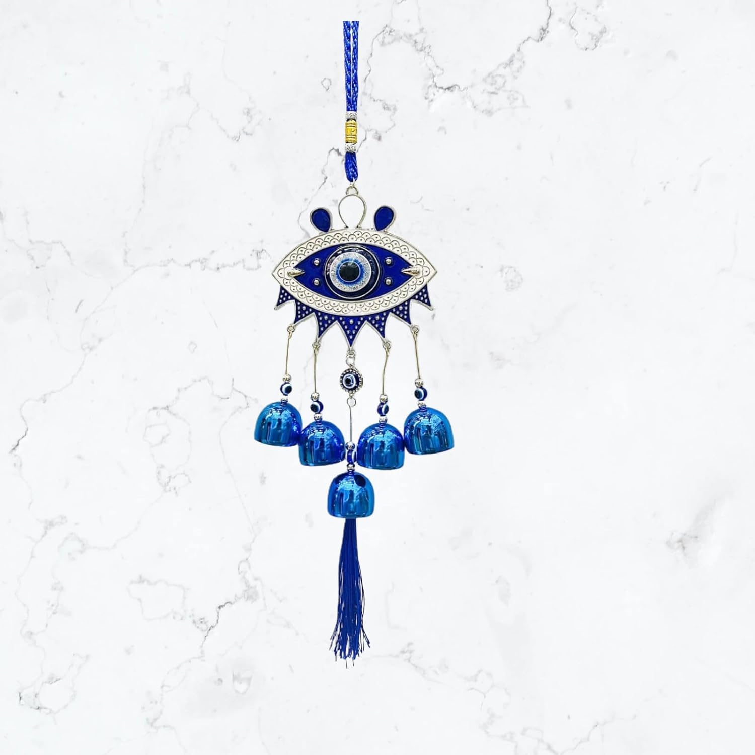 Gupta Fancy Store Evil Eye Wind Chime for Home, Balcony Living Room, Elevate Your Home with Positive Energy (Blue, 5Bells)-image-13