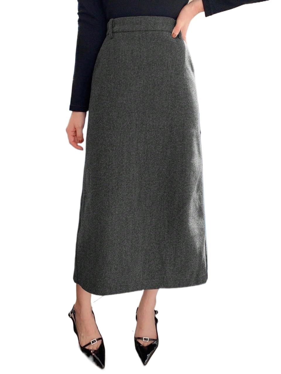 Solid Color Straight Long Skirt Womens Basic Versatile Trendy Skirt