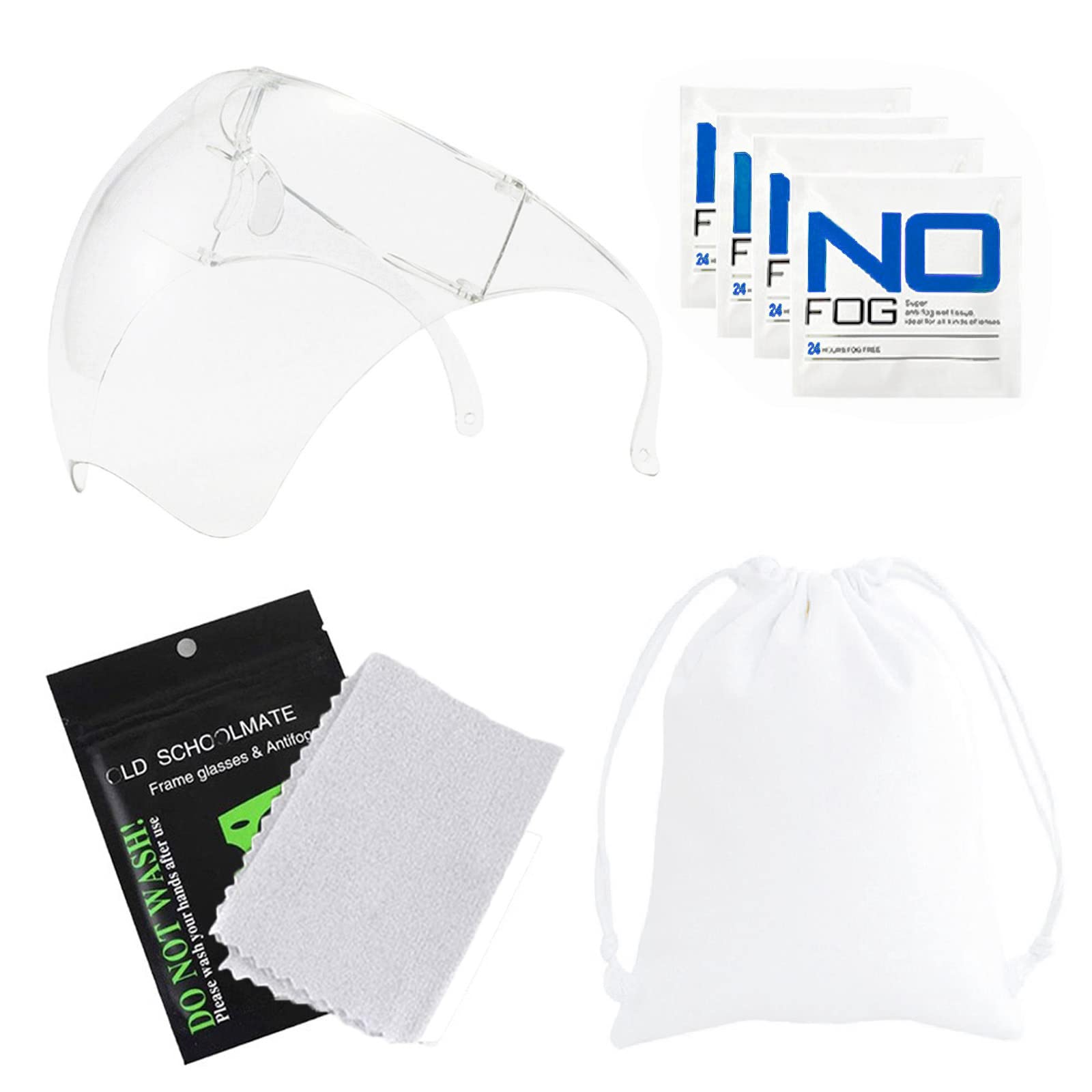 proSPORT Face Shield One Piece Glasses Full Face Protection Against Splash Spray Clear Transparent Covers Eyes Nose Mouth