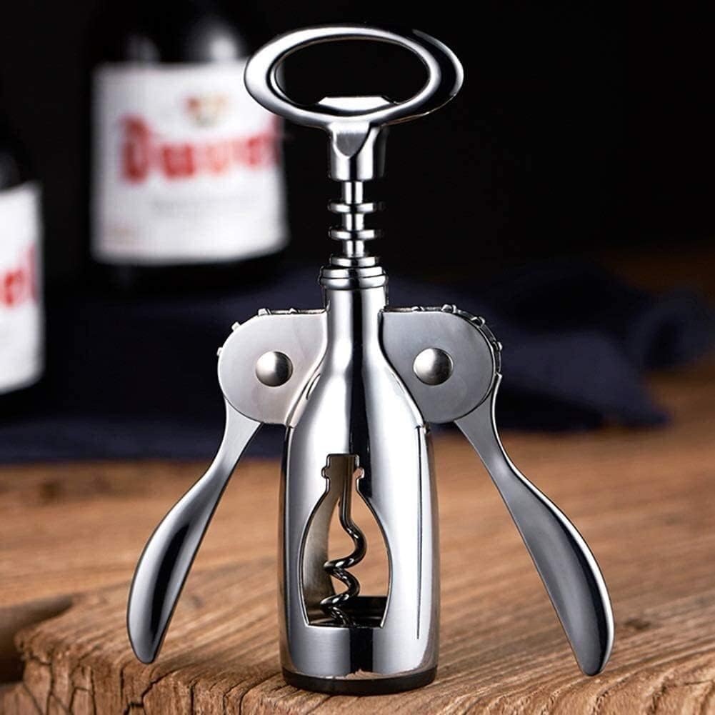 Multifunctional Corkscrew,Handheld Corkscrew,Stainless Steel Metal Handle Corkscrew Wine Bottle Opener Corkscrew Wine Bottle Opener Winged Corkscrew Opener Chrome-Plated