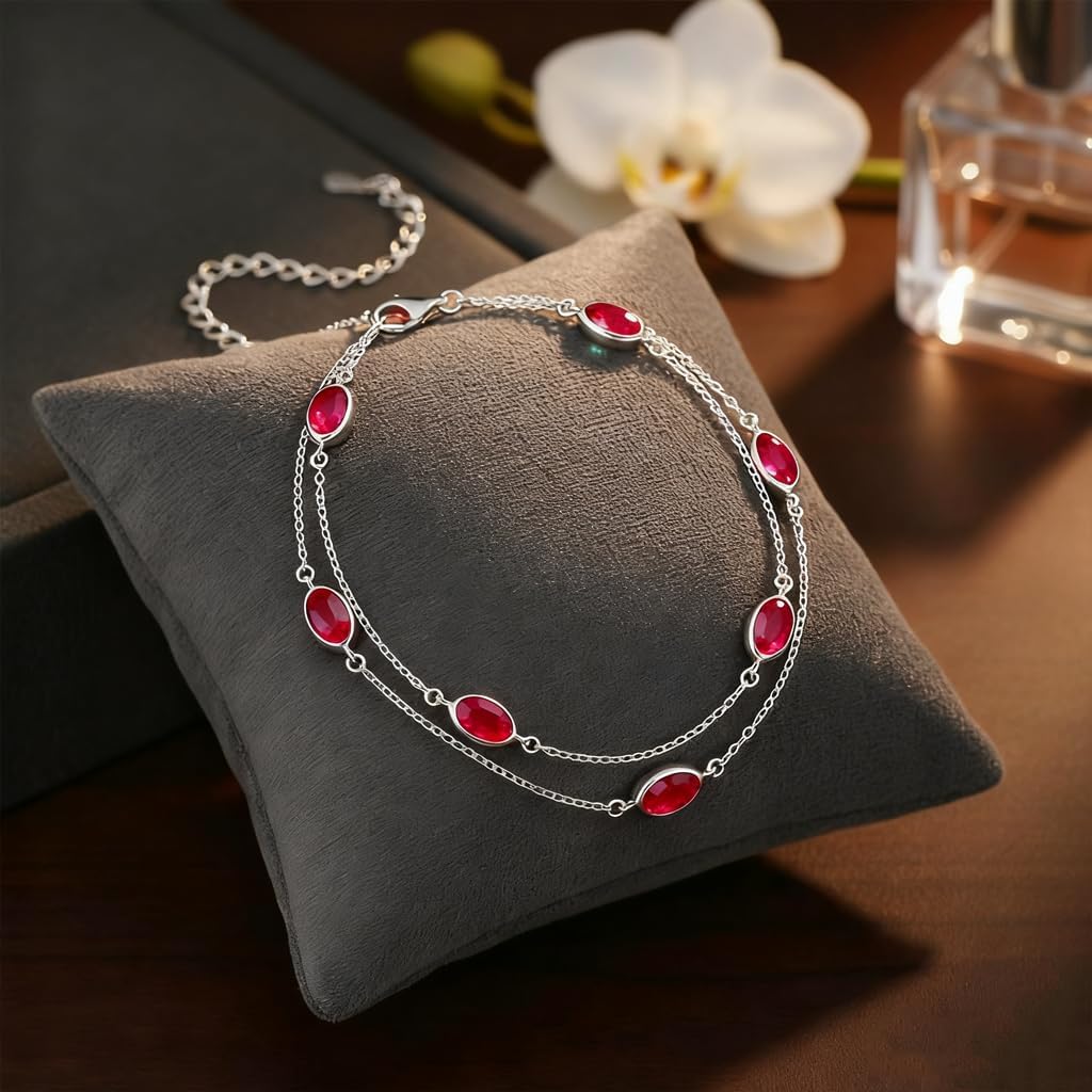 Prismata Birthstone Charm Link Bracelet 925 Sterling Silver Adjustable 12 Months Marquise Birthstone Bracelet Birthday Jewelry Gifts for Women Mom Her,with 7"+2" chain - Image 4