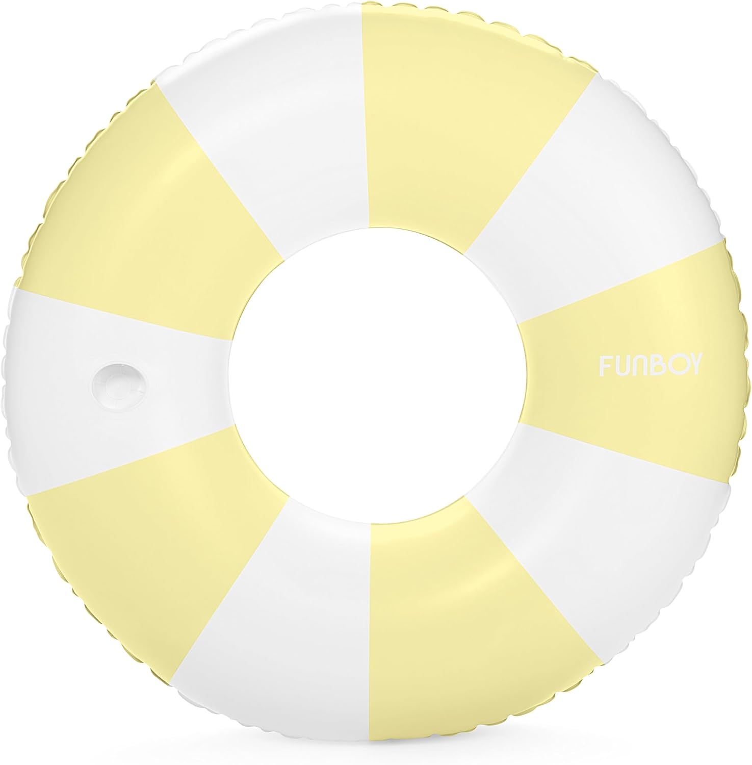 FUNBOY Giant Vintage Yellow Stripe Inflatable Tube Pool Float with Cup Holder 48" | Large Pool Float for Adults | Inner Tube Swimming Pool Toys Swim Rings | Pool Lounger Float for Pool Party & Summer