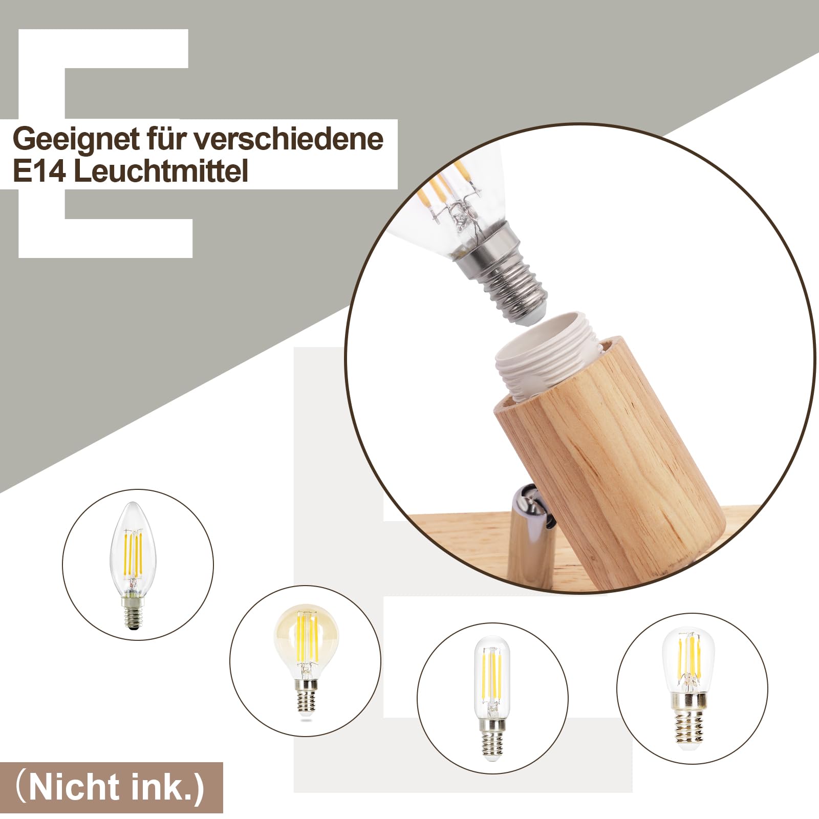 Deckenstrahler 4 Flammig Deckenleuchte Holz - Deckenlampe Vintage