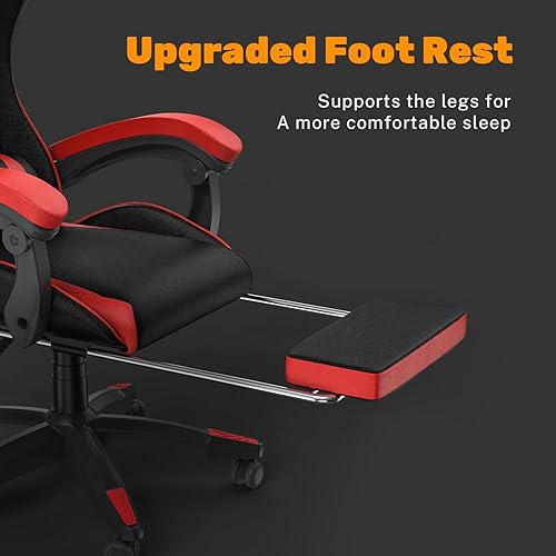 Miniatura 7 de Silla de juegos con reposapiés, silla ergonómica de respaldo alto para computadora con reposacabezas y soporte lumbar, silla de juego reclinable