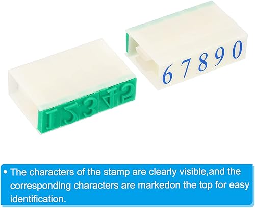 Miniatura 9 de PATIKIL Sellos de números desmontables, juego de 2 sellos numéricos del 0 al 9, conjunto de combinación de sellos de números, sello inicial, tamaño