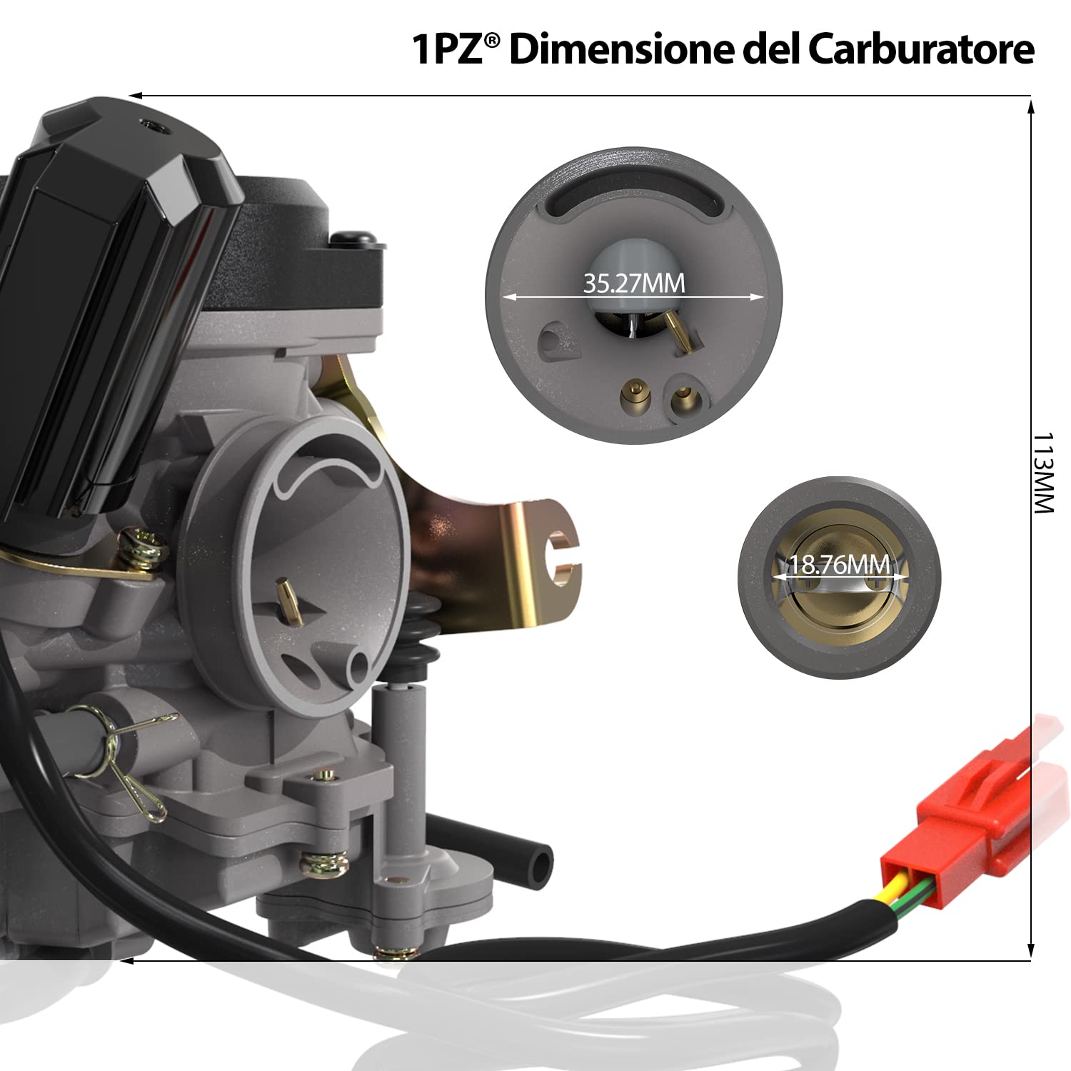 1PZ PD18 Carburatore 18 mm per GY6 49cc 50cc Scooter ATV 139QMB 139QMA | Compatibile con Motori 4 Tempi, Taotao, Kymco, Jonway, Baja, NST e Ciclomotore