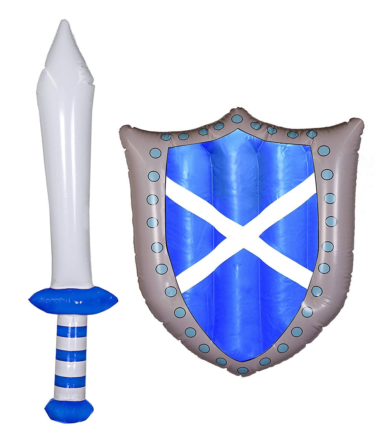 Ilovefancydress Inflatable Knights Scottish Flag Shield And Inflatable Sword Pool Party Set โ image 1