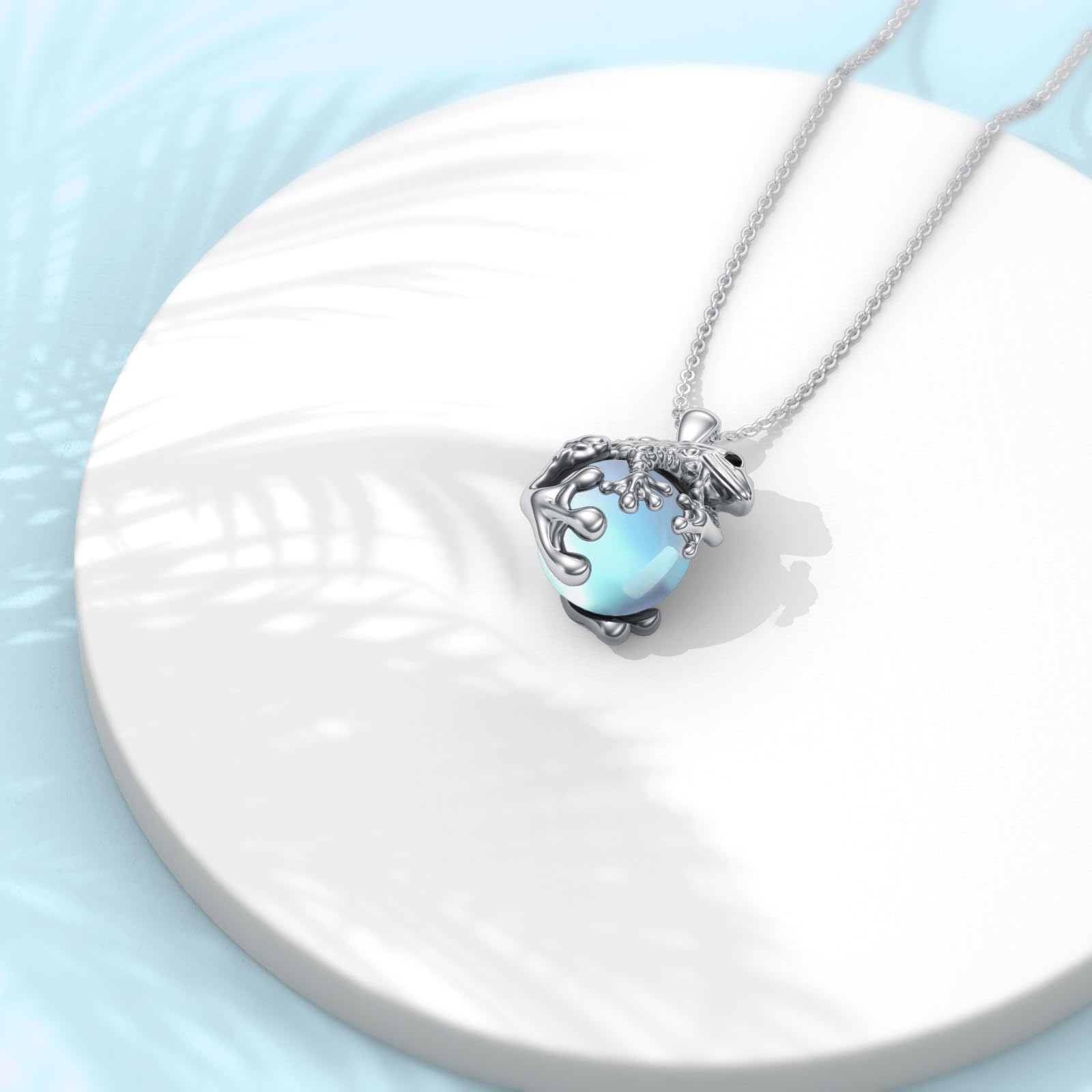 YAFEINI Collar con Colgante de Gato/Panda/Vaca/Bulldog de Plata de Ley con Piedra Lunar Gran Regalo para Mujeres y Niñas